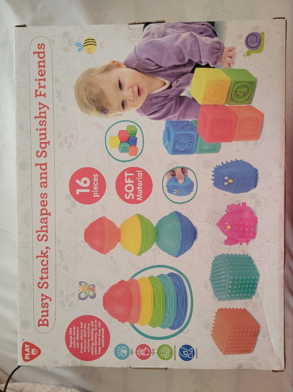 Baby Toddler Toys-Busy Stack, Shapes and Squishy Friends, 16 Pc 12m+